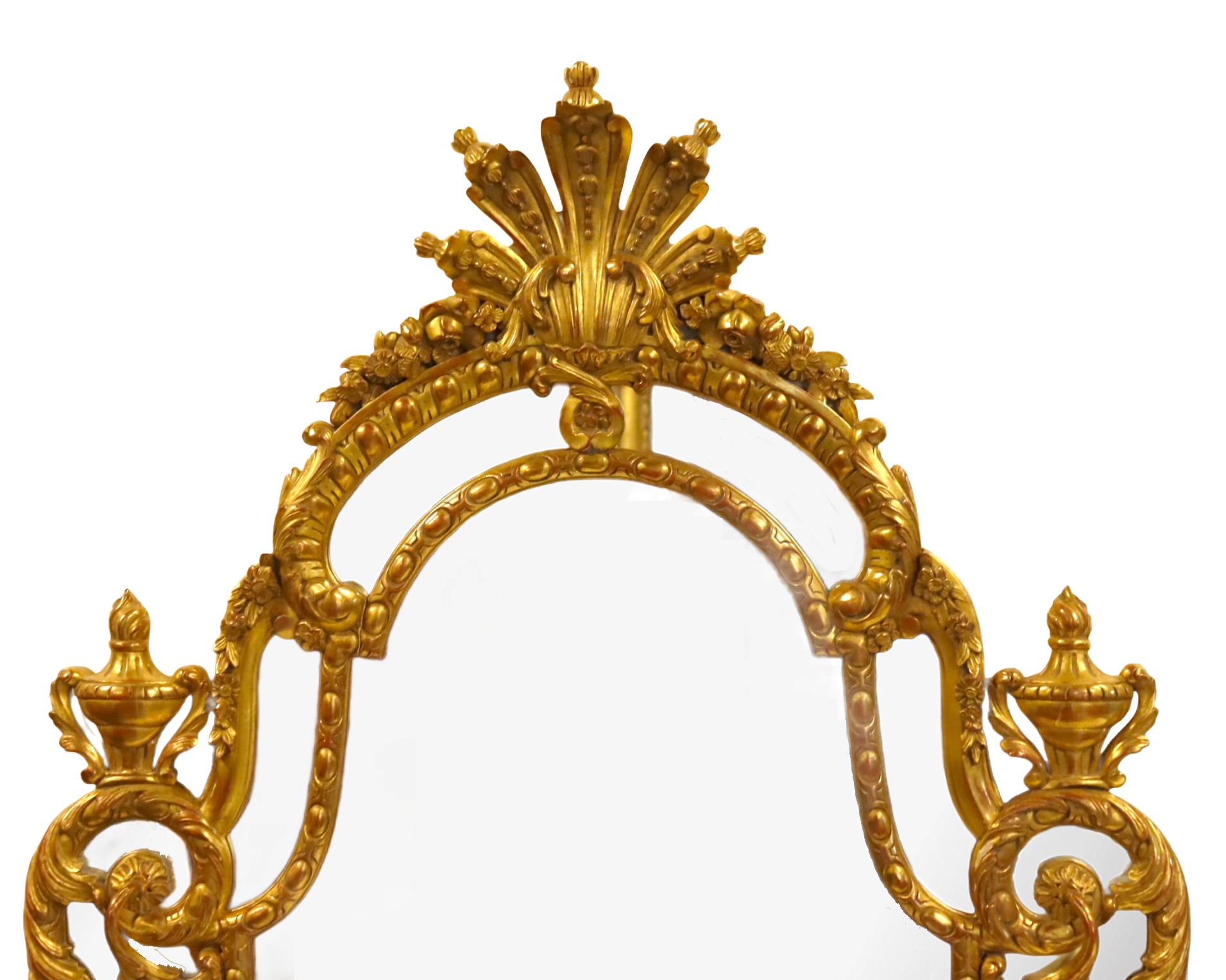 Large & Impressive Hand carved Wood & Gilt Decorated Frame Wall Mirror For Sale 1