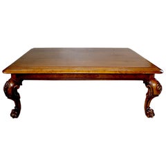 Large Impressive Ralph Lauren Walnut Coffee Table with Carved Wood Base