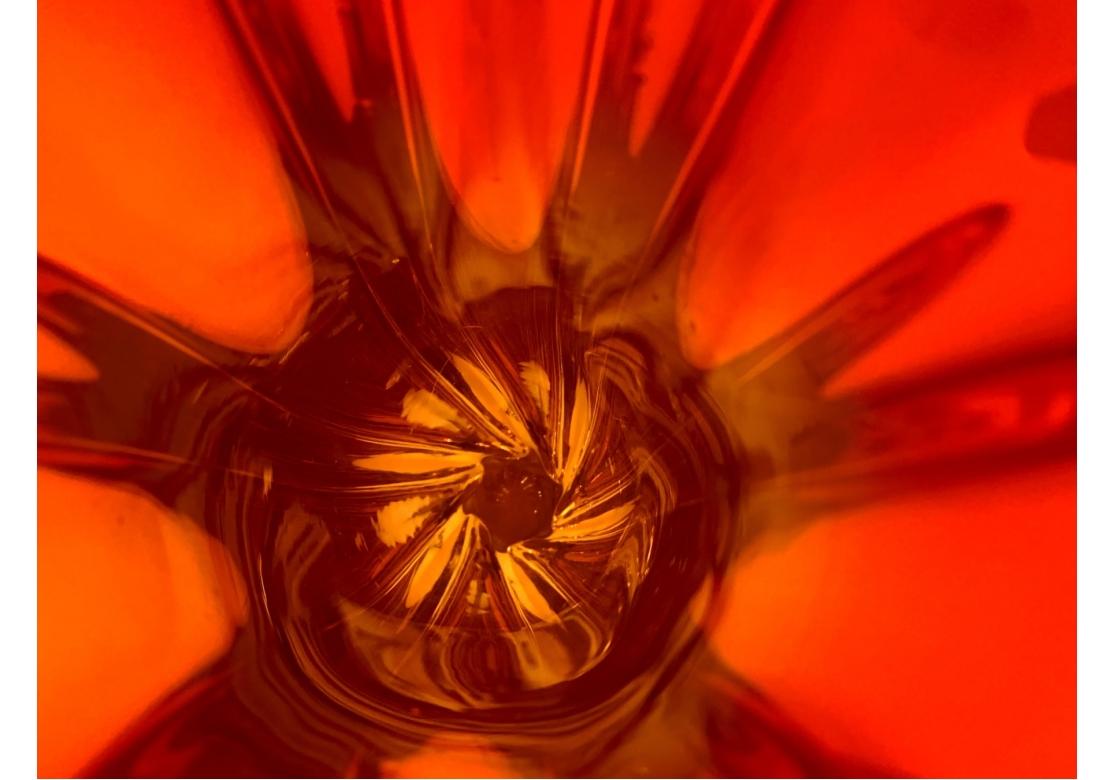 Vaso Sommerso di Murano a coste, grande e imponente, di colore rosso - Ambraina in vendita 2