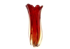 Large & Impressive Red - Amberina Ribbed Murano Sommerso Vase