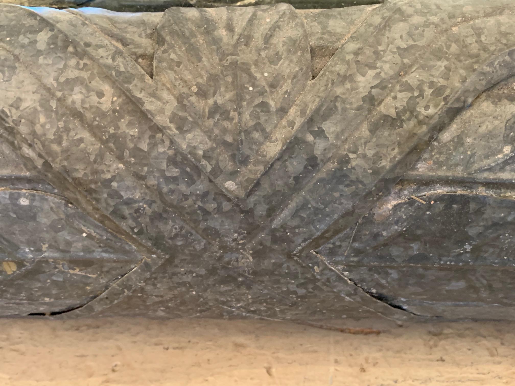 Mid-20th Century Large Impressively Textured Zinc Palm Leaf Motife Mirror