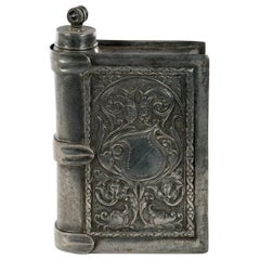 Large Incised Pewter Flask in form of a Book