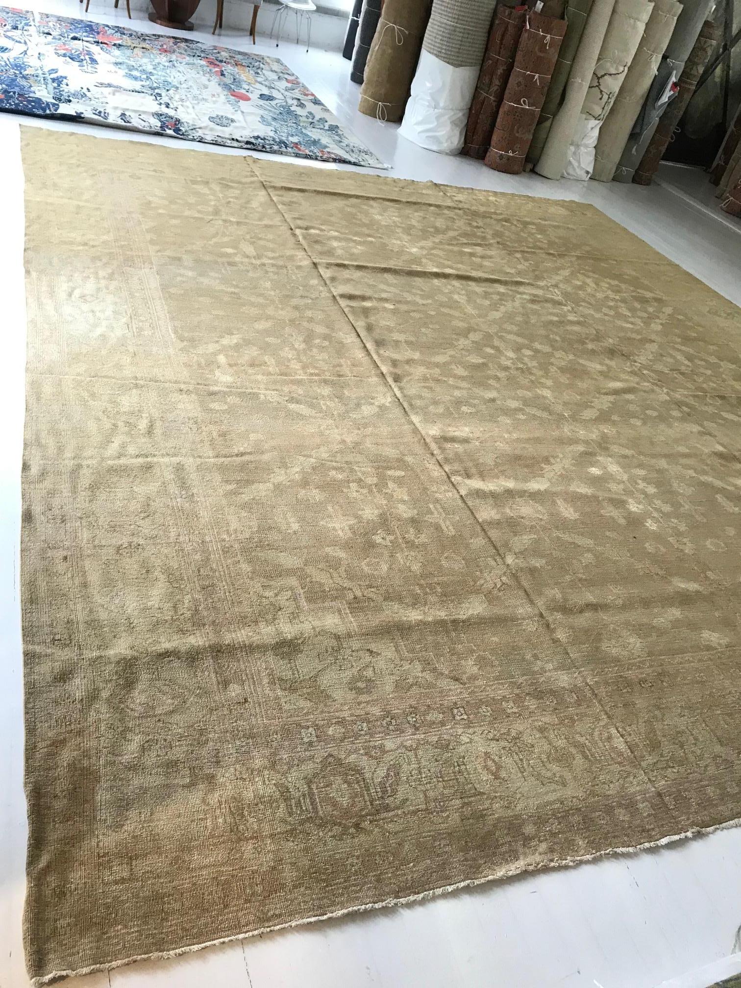 Hand-Woven Large Indian Amritsar Brown Handmade Wool Rug For Sale