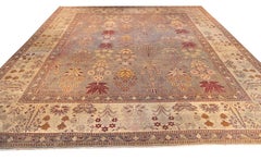 Grande tappeto indiano Amritsar, lana annodata a mano, disegno floreale, 1890