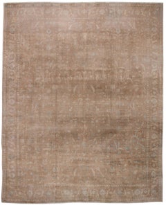 Doris Leslie Blau Large Indian Antique Brown Handmade Wool Rug
