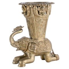 Large Indian Brass Elephant Form Umbrella/ Cane Stand