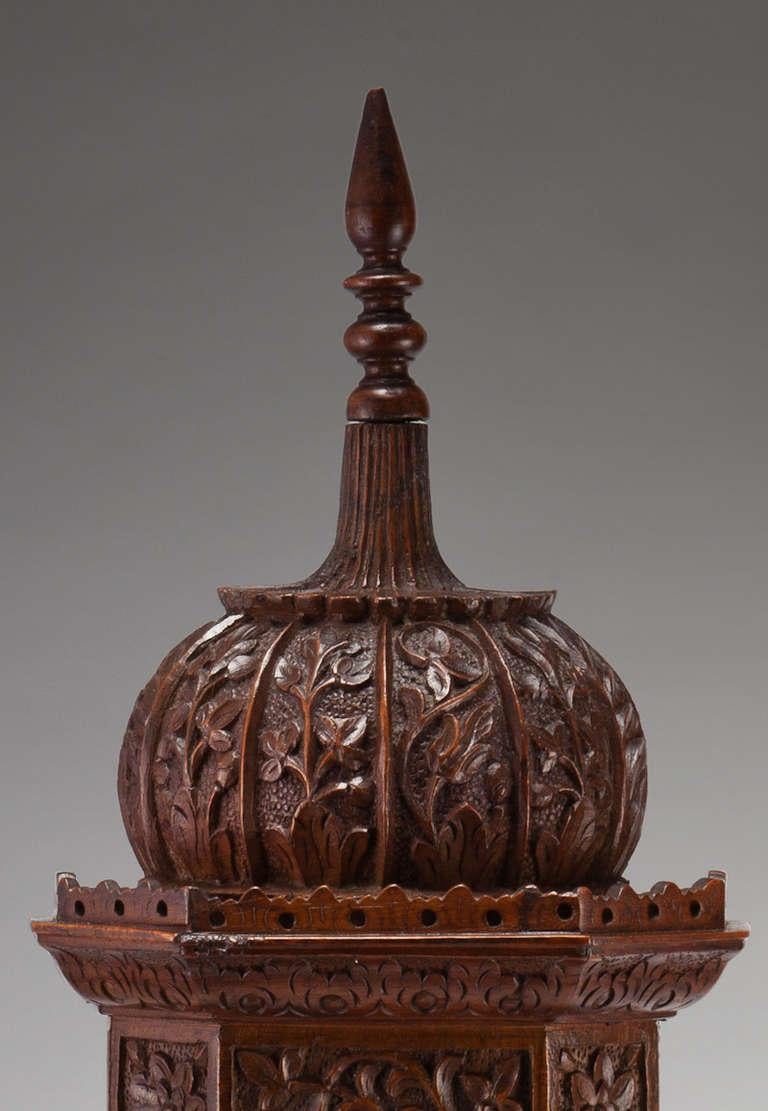 19th Century Indian Carved Tower Watch Holder India, 1895