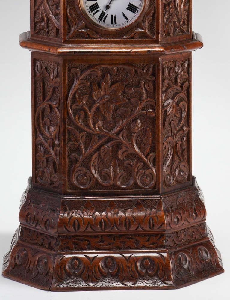 Wood Indian Carved Tower Watch Holder India, 1895