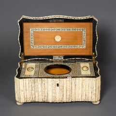 Large Indian Elk Horn Tea Caddy, Vizagatapatam, circa 1850