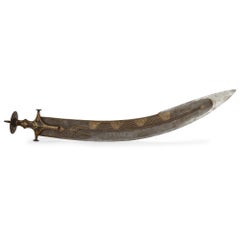 Large Indian Gold Damascened Steel Tegha Sword