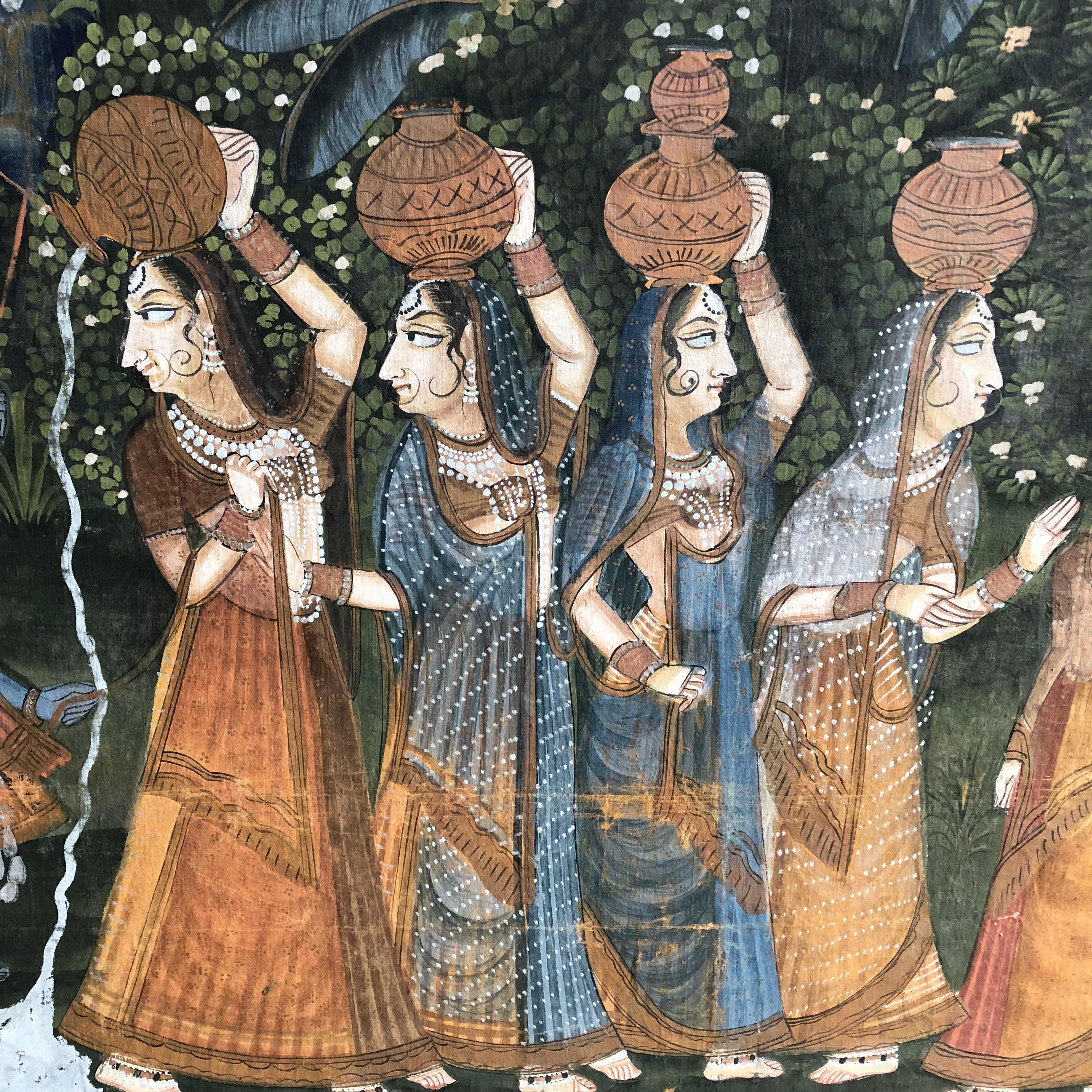 Folk Art Large Indian Pichhavai Painting, 19th Century