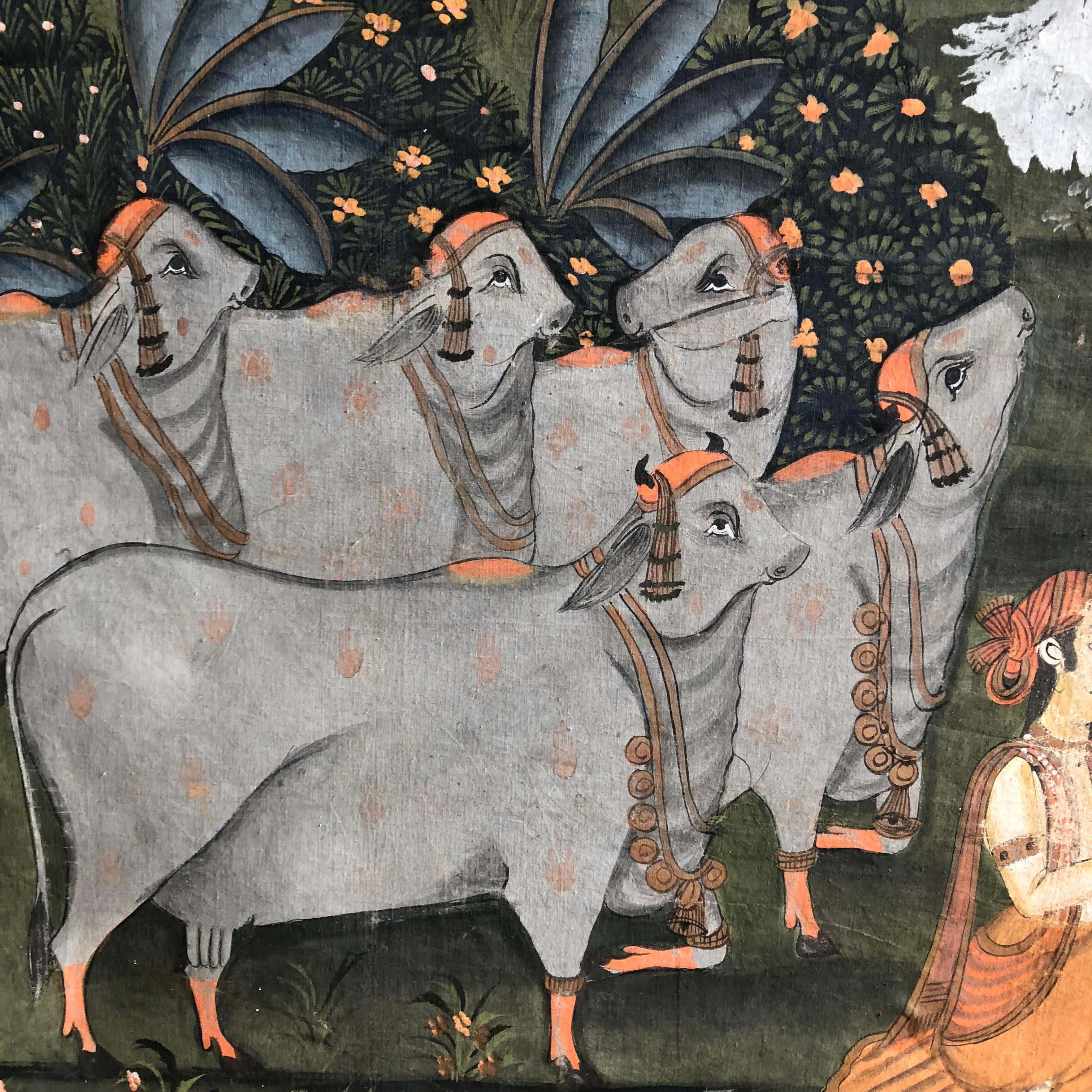 Hand-Painted Large Indian Pichhavai Painting, 19th Century