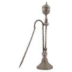  Large Indian repouse Middle Eastern style Silver plated  Hookah