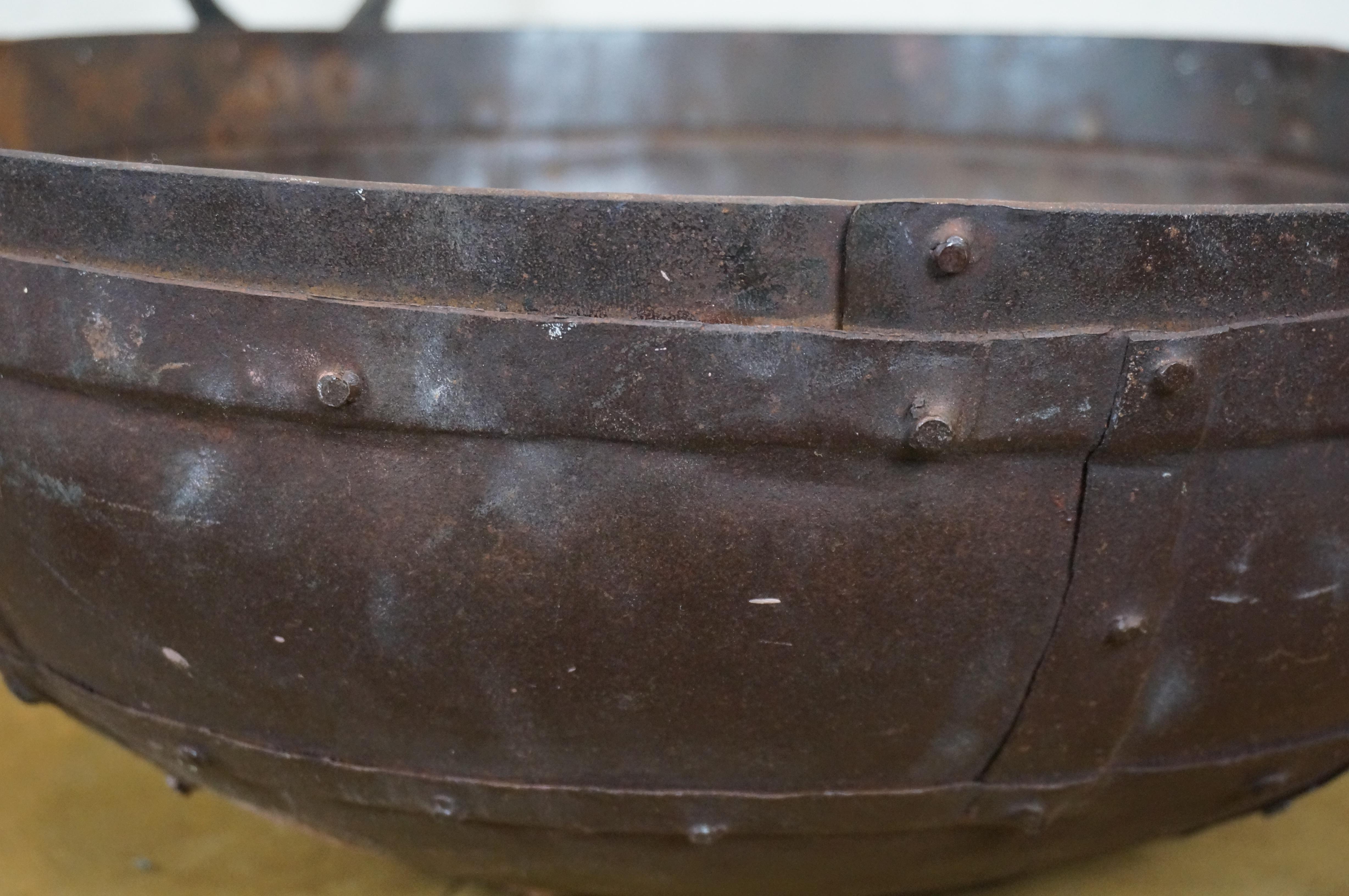 Large Indian Two Handle Iron Kadai Fire Pit Cooking Bowl Frying Pot Wok 22