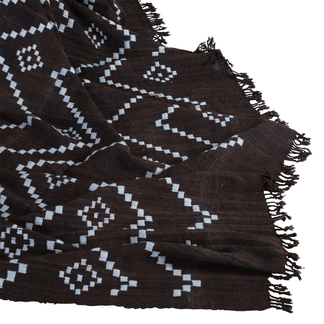 A large contemporary Indian wool throw/bedspread - hand spun, hand woven and hand dyed.
