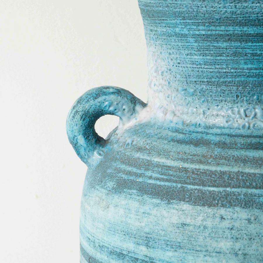 Mid-Century Modern Large Indigo Ceramic Vase by Accolay, Signed, France, circa 1950