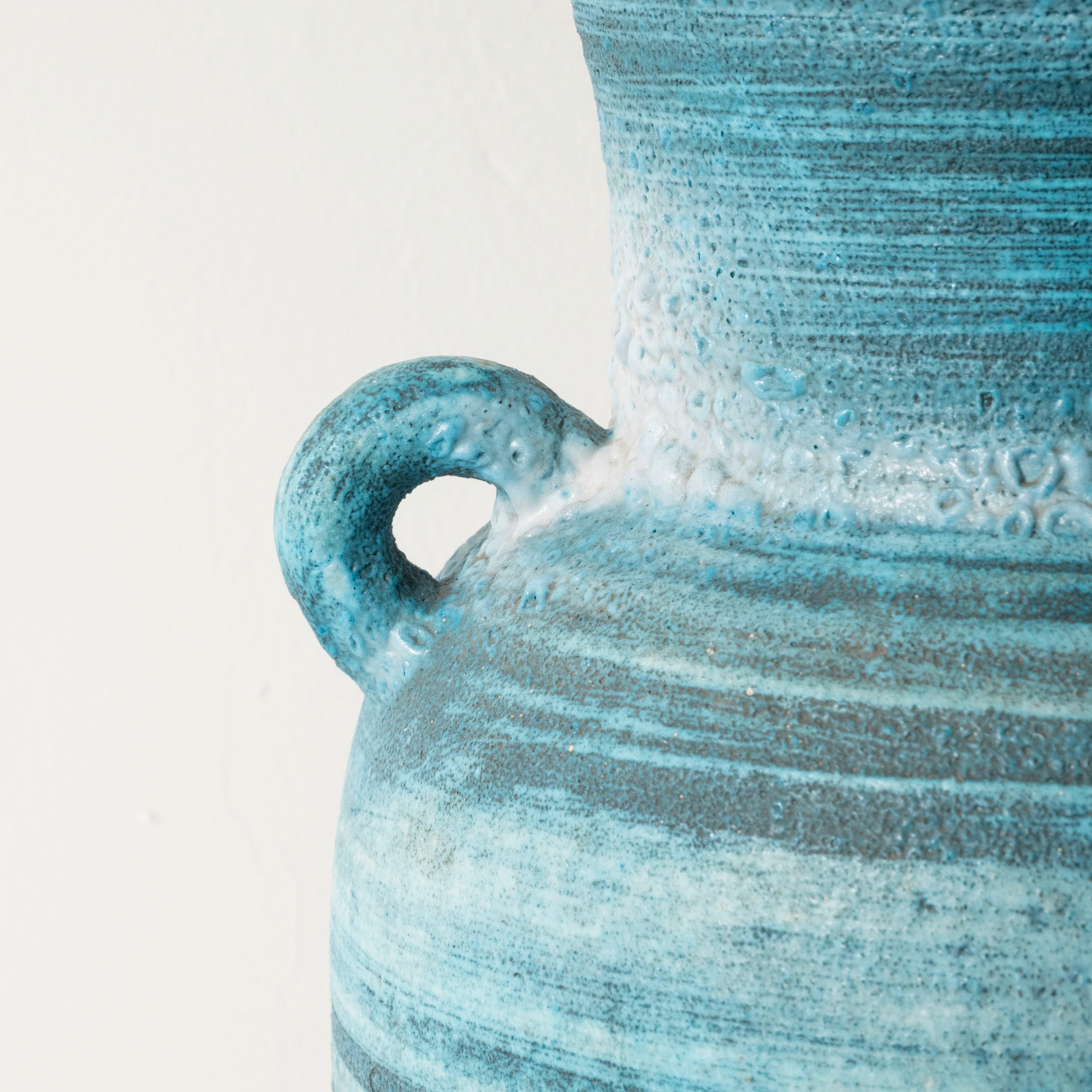 Large Indigo Ceramic Vase by Accolay, Signed, France, circa 1950 1