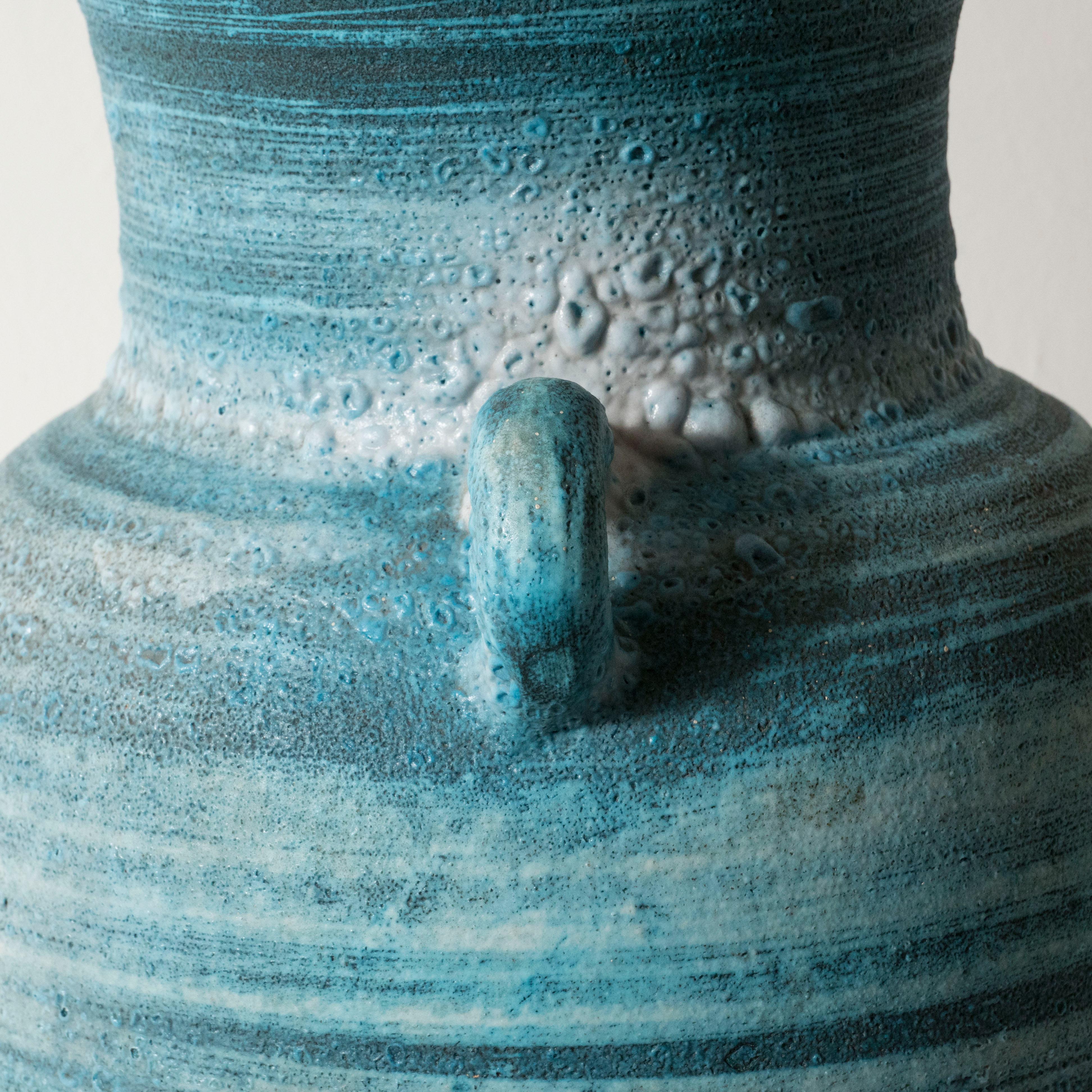 Large Indigo Ceramic Vase by Accolay, Signed, France, circa 1950 2