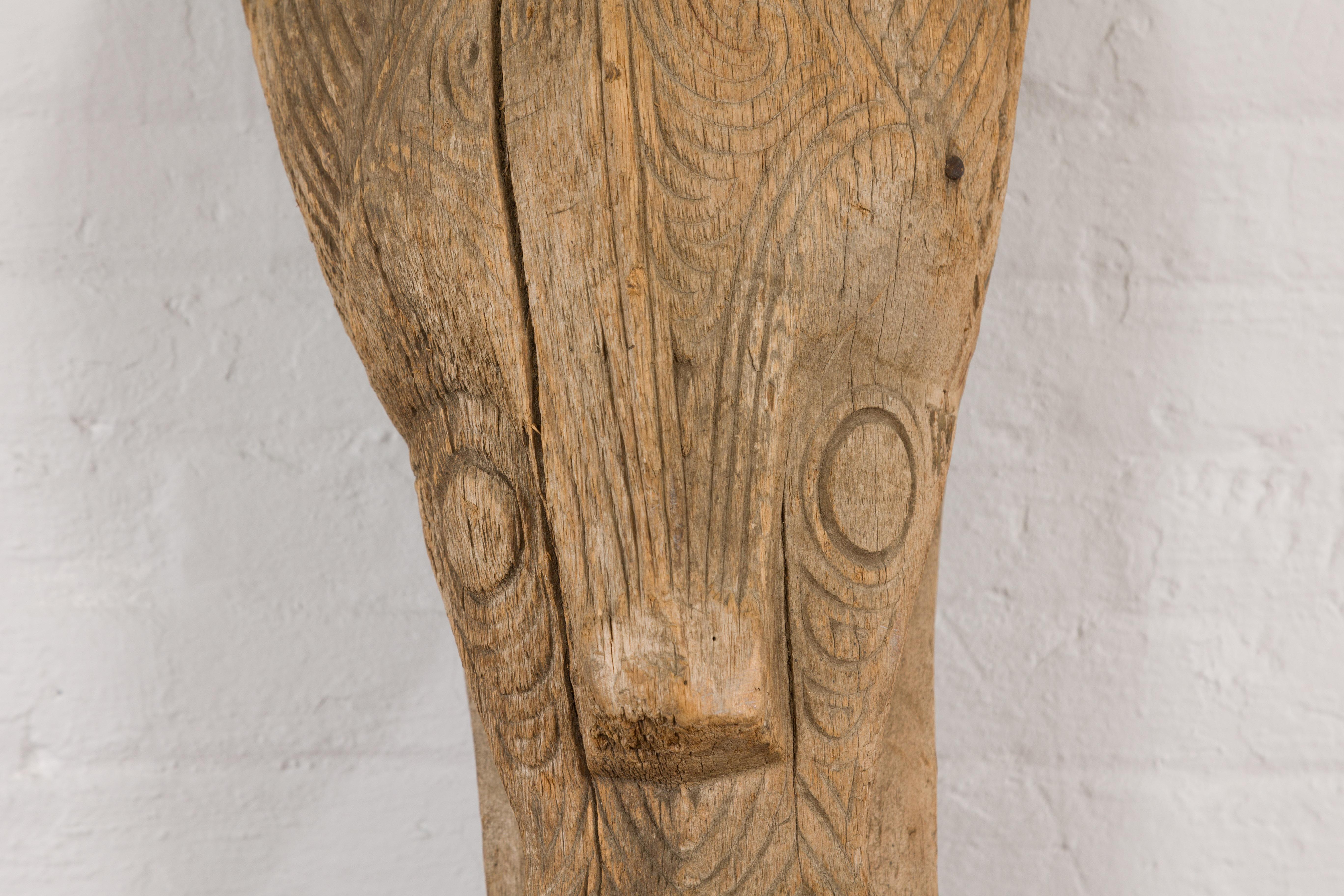 Large Indonesian Hand Carved Batak Singa Singa Tribal Carving from Sumatra For Sale 3