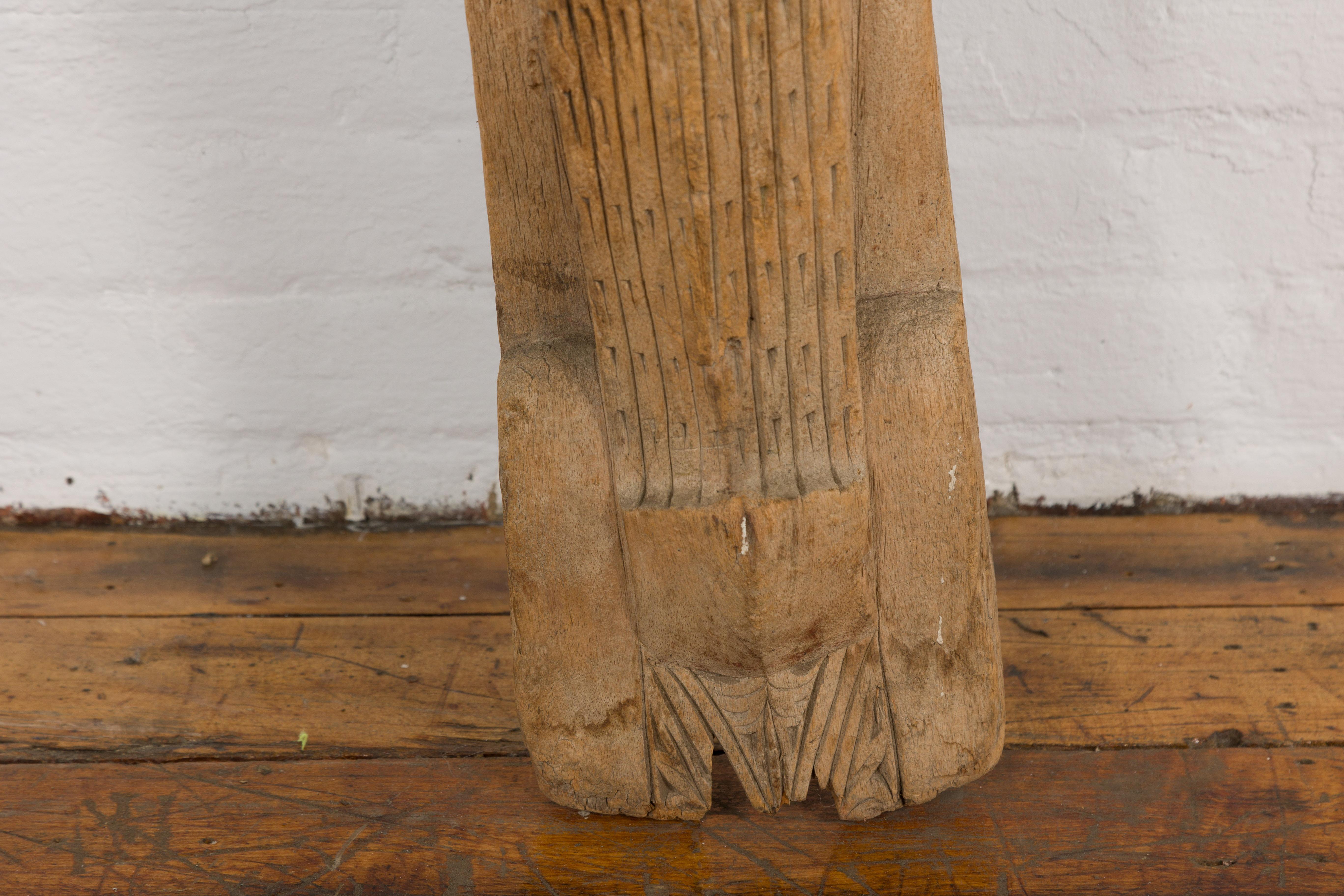 Large Indonesian Hand Carved Batak Singa Singa Tribal Carving from Sumatra For Sale 4