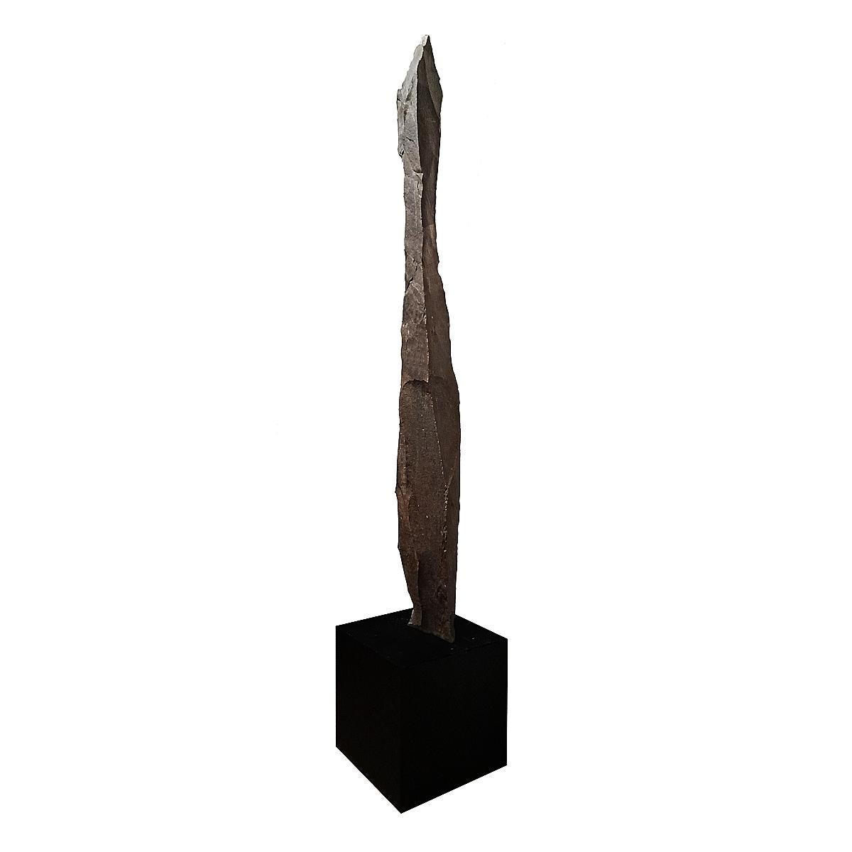 Organic Modern Large Indonesian Stone Sculpture on Stand For Sale