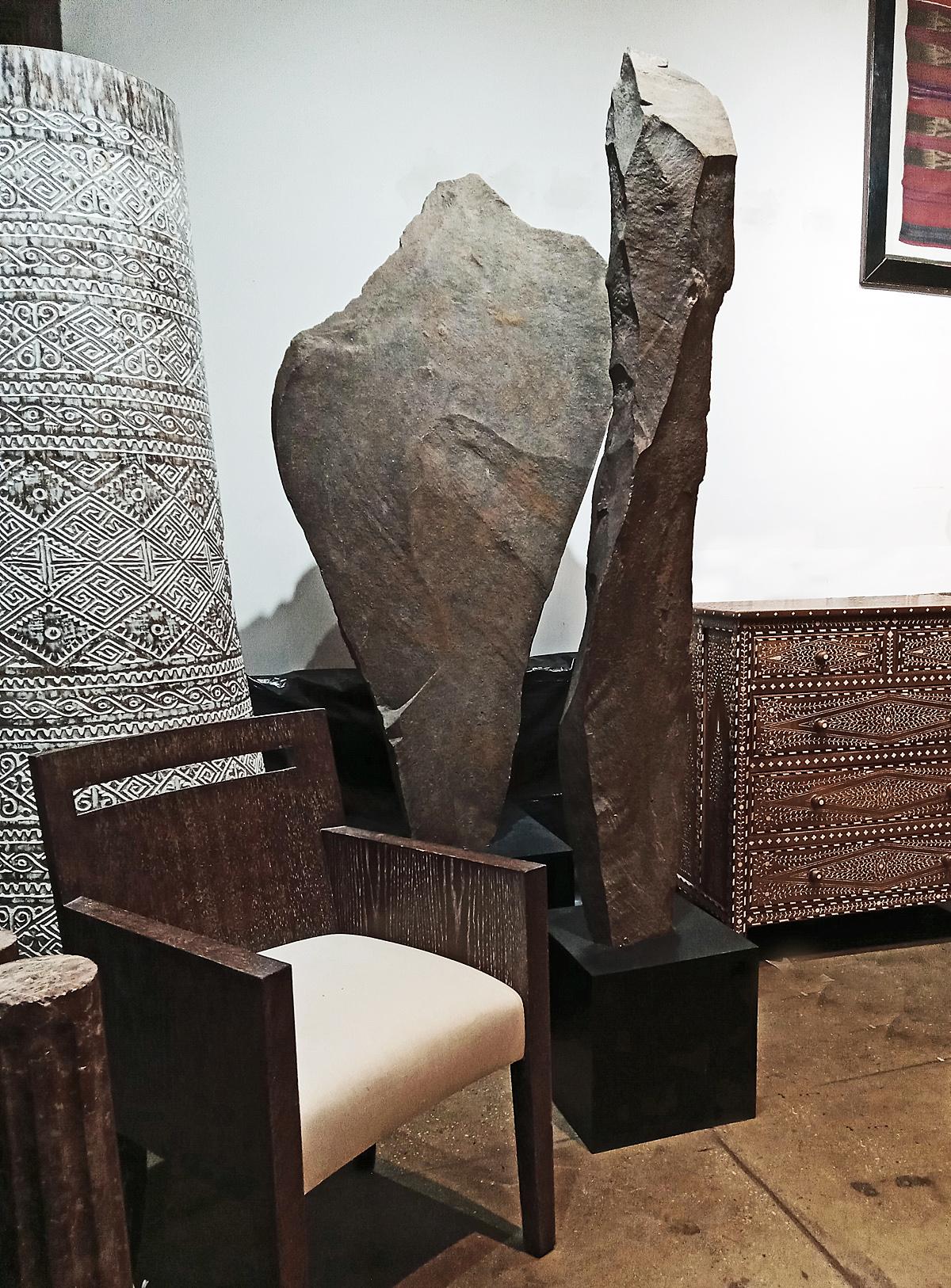 Large Indonesian Stone Sculpture on Stand In Good Condition For Sale In New York, NY