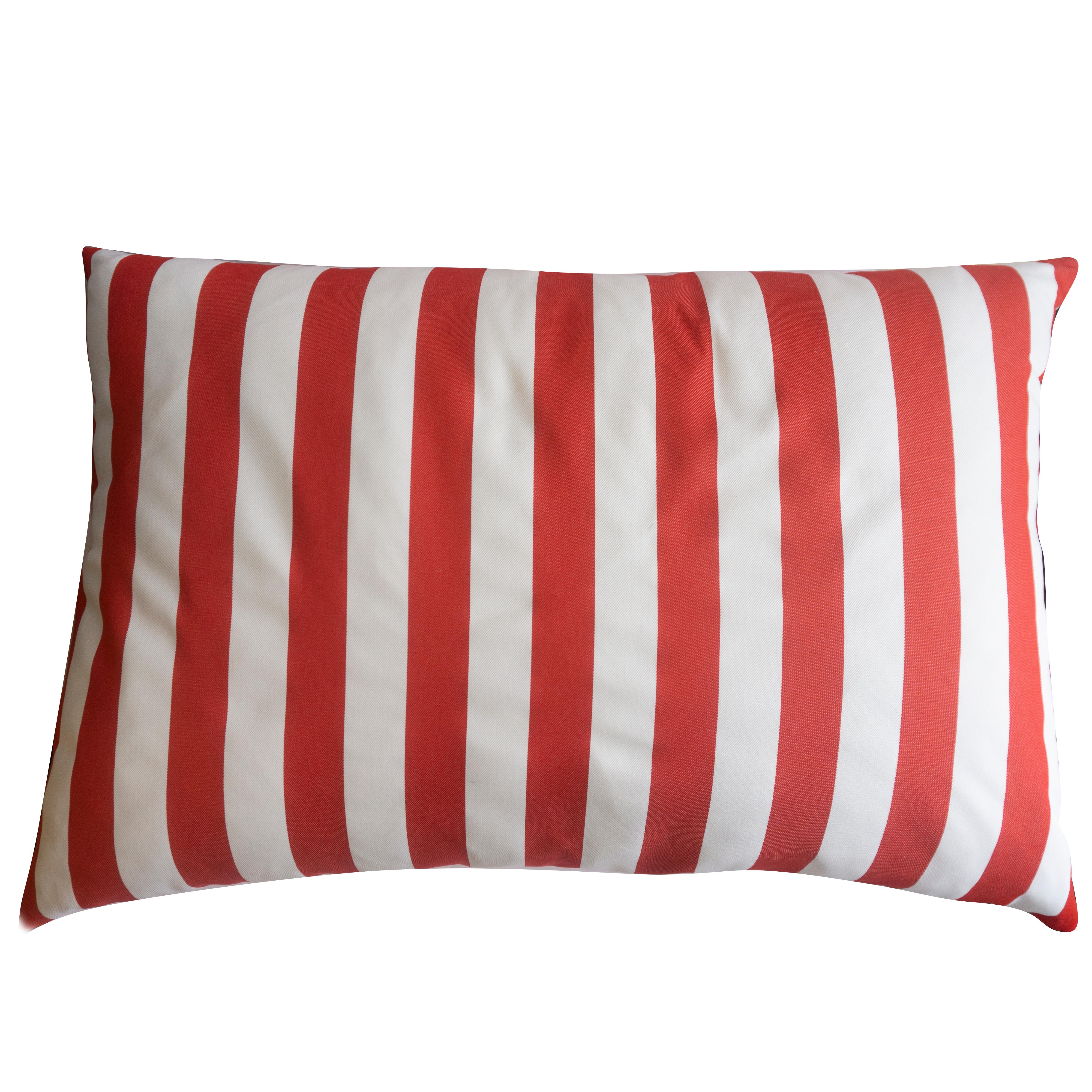 Américain Grand coussin intérieur/extérieur à rayures rouges et blanches