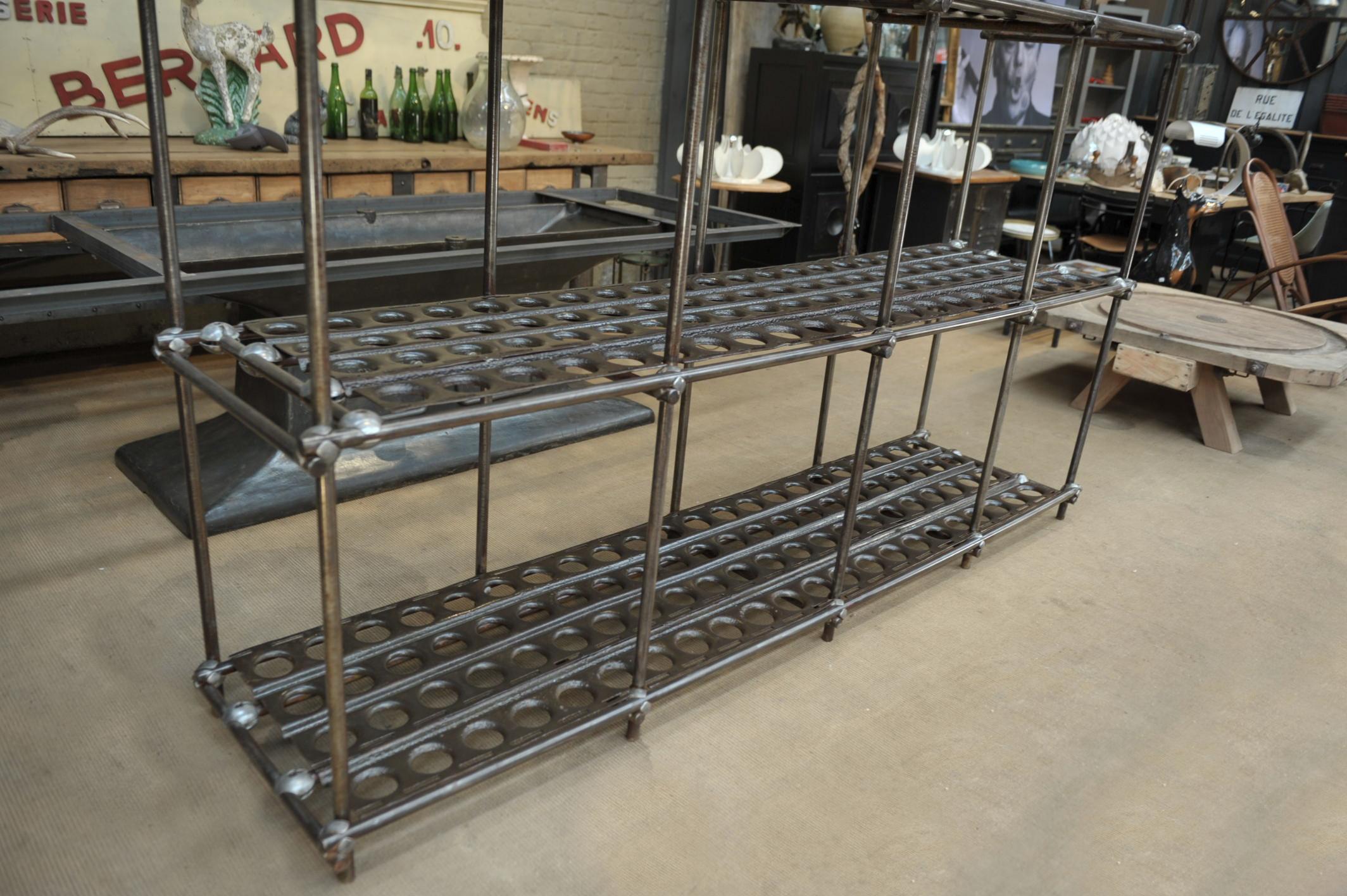 Iron Large Industrial Adjustable Shelve from French Factory, circa 1950 For Sale