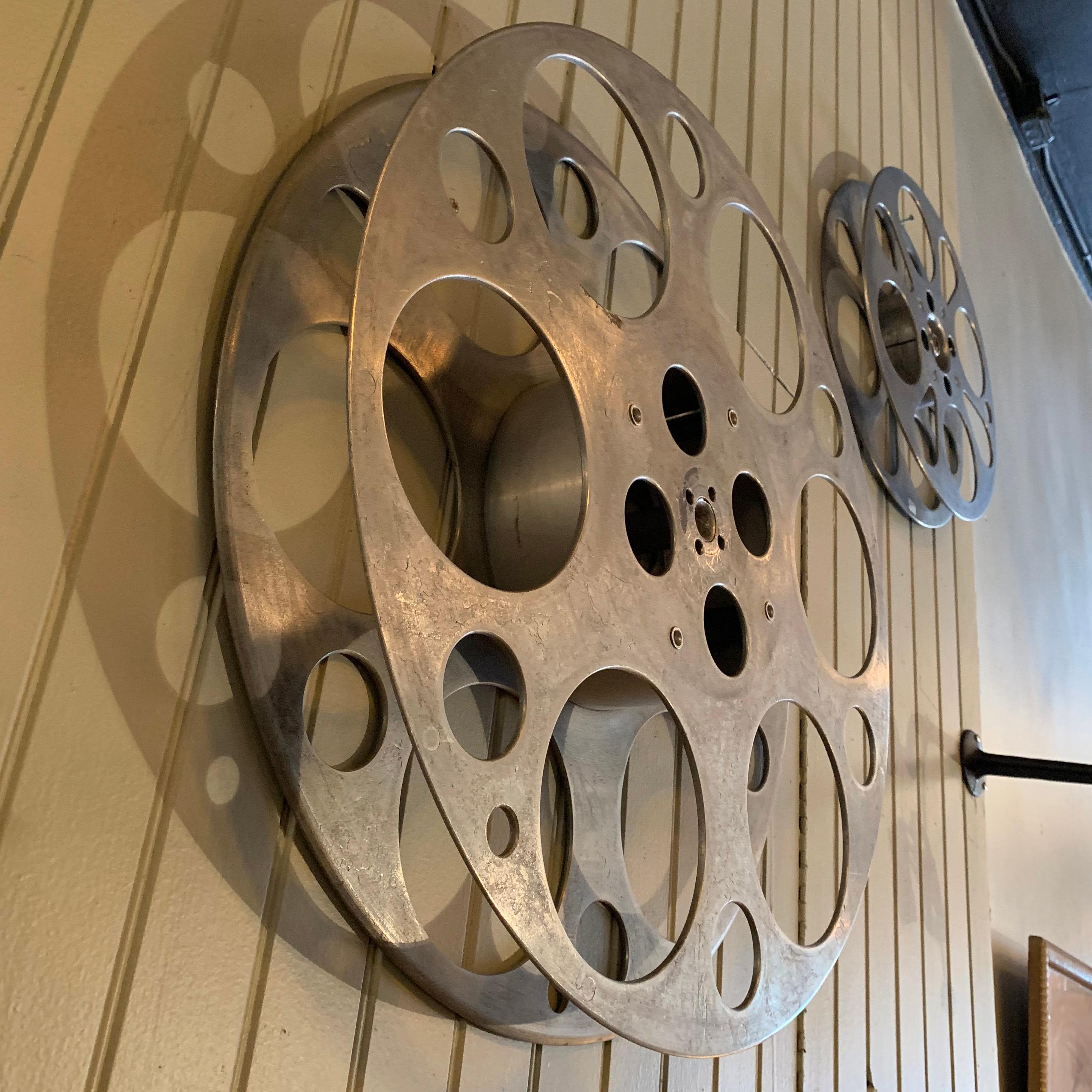 20th Century Large Industrial Aluminum Film Reel For Sale