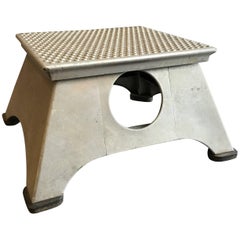 Retro Large Industrial Aluminum Train Conductor Step Stool