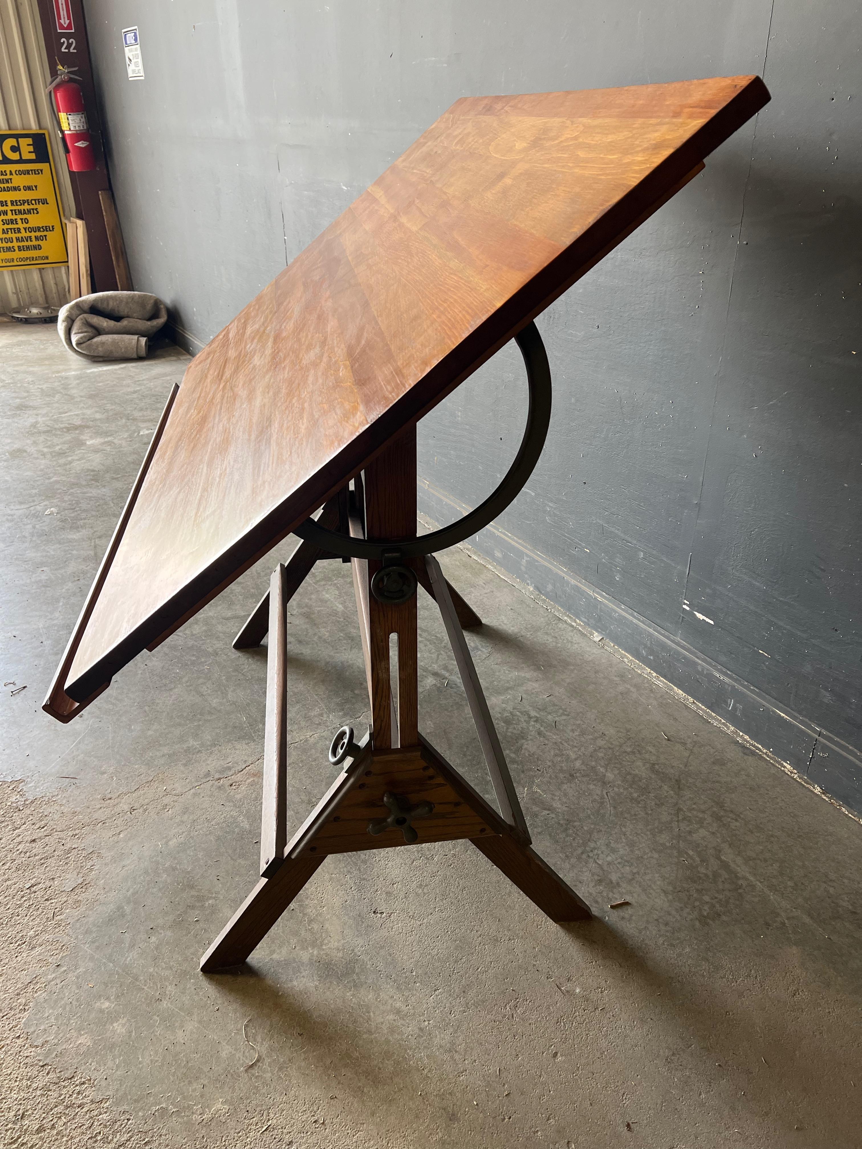 Large Industrial Antique Drafting Table by Dietzgen For Sale 1