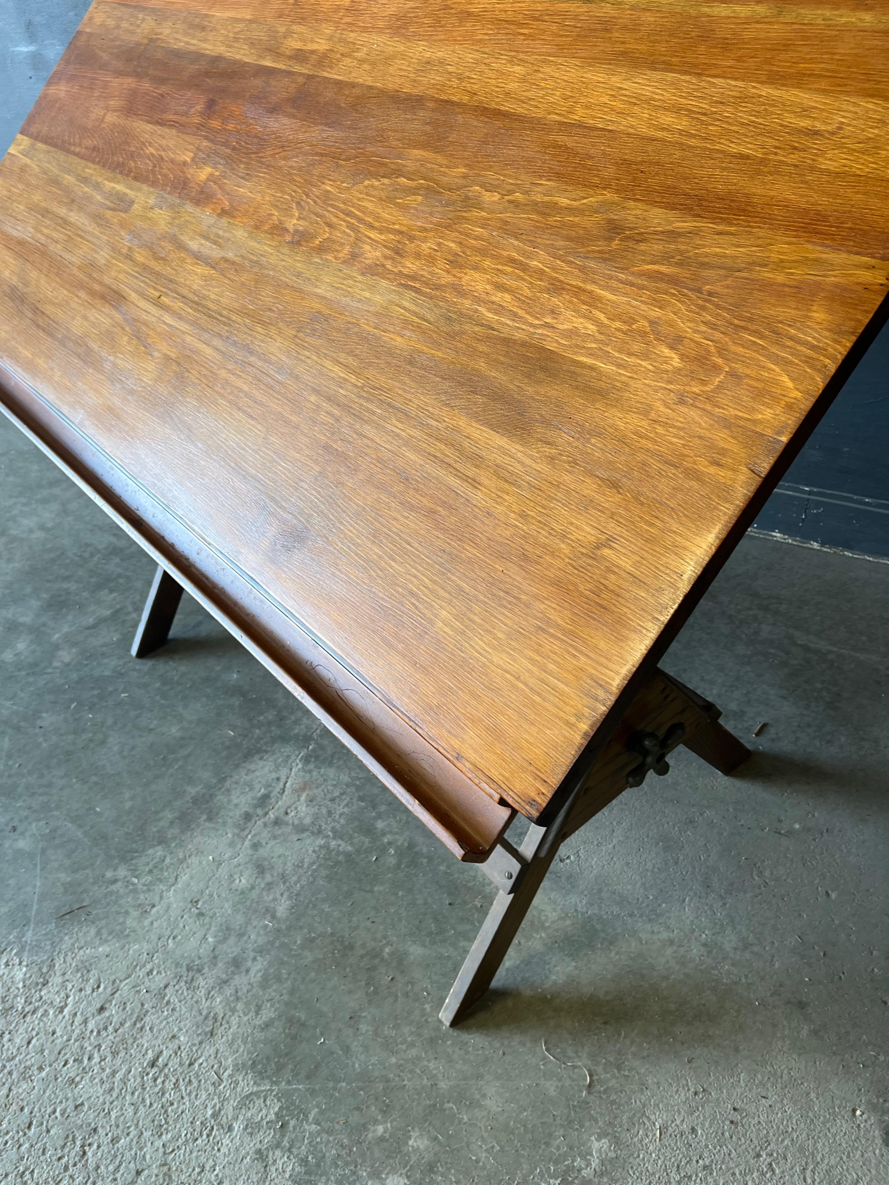 Large Industrial Antique Drafting Table by Dietzgen For Sale 2