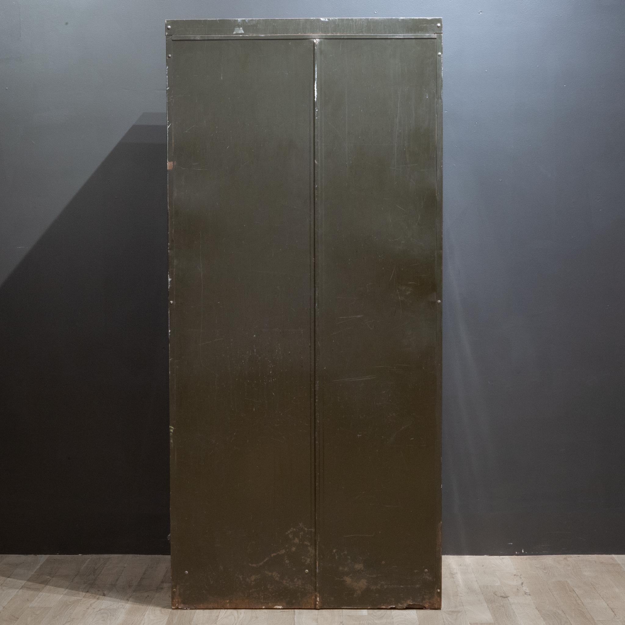 Large Industrial Army Green Metal Cabinet, c.1930 In Good Condition In San Francisco, CA