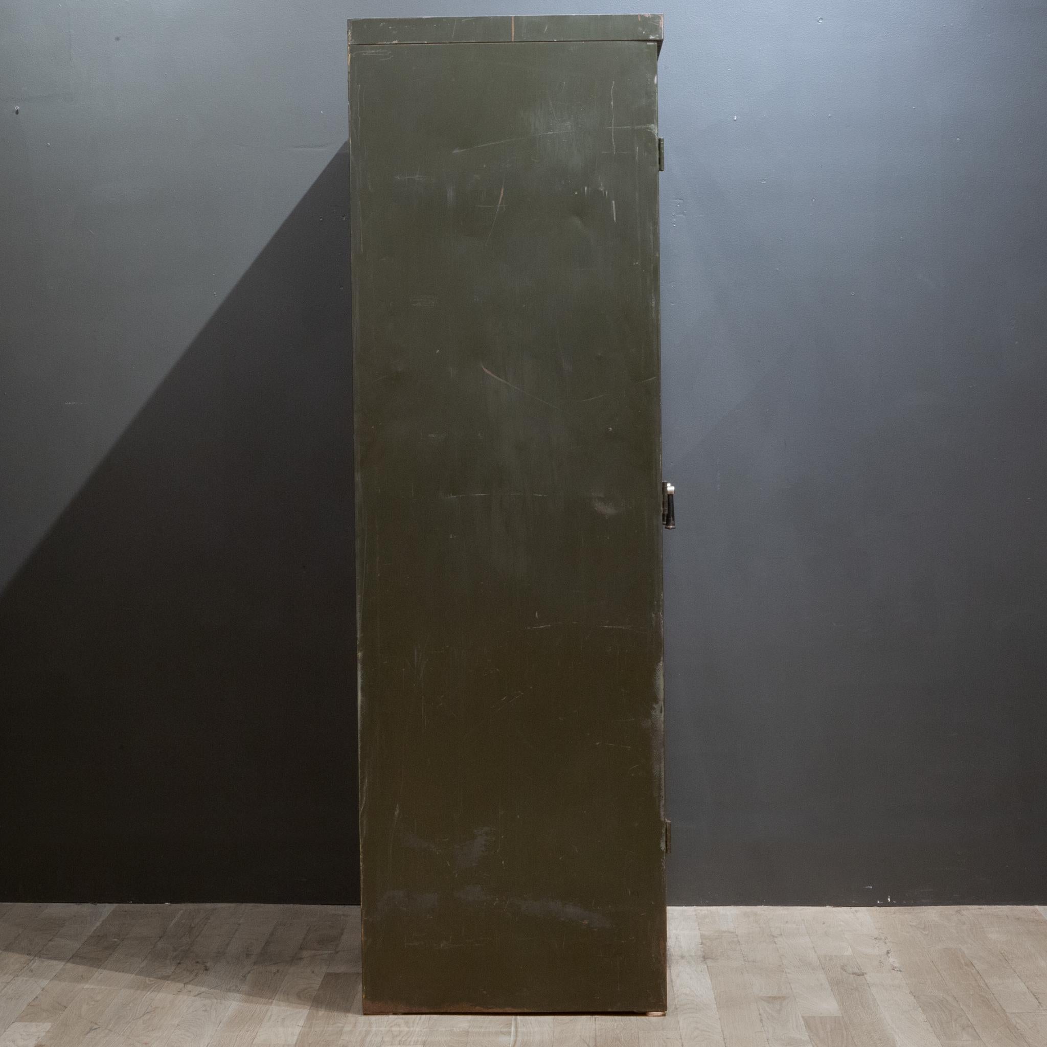20th Century Large Industrial Army Green Metal Cabinet, c.1930