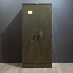 Large Industrial Army Green Metal Cabinet, c.1930