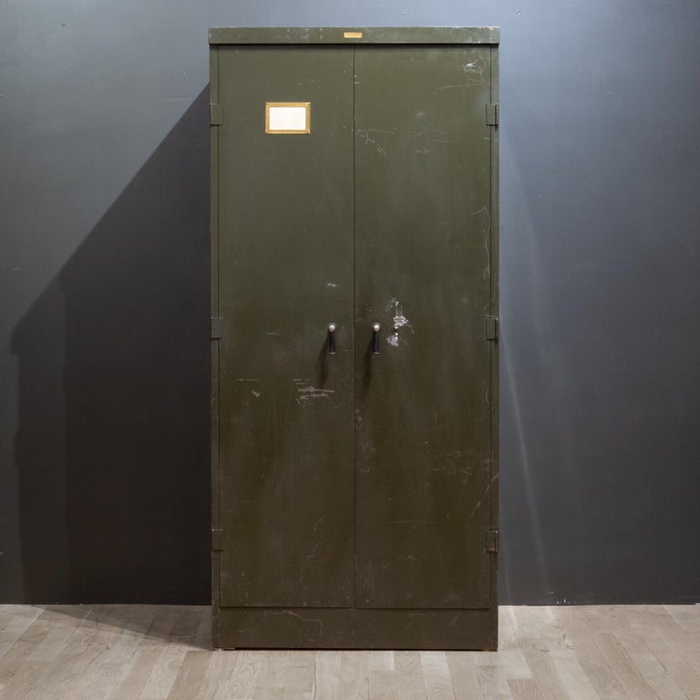 Large Industrial Army Green Metal Cabinet, c.1930 at 1stDibs