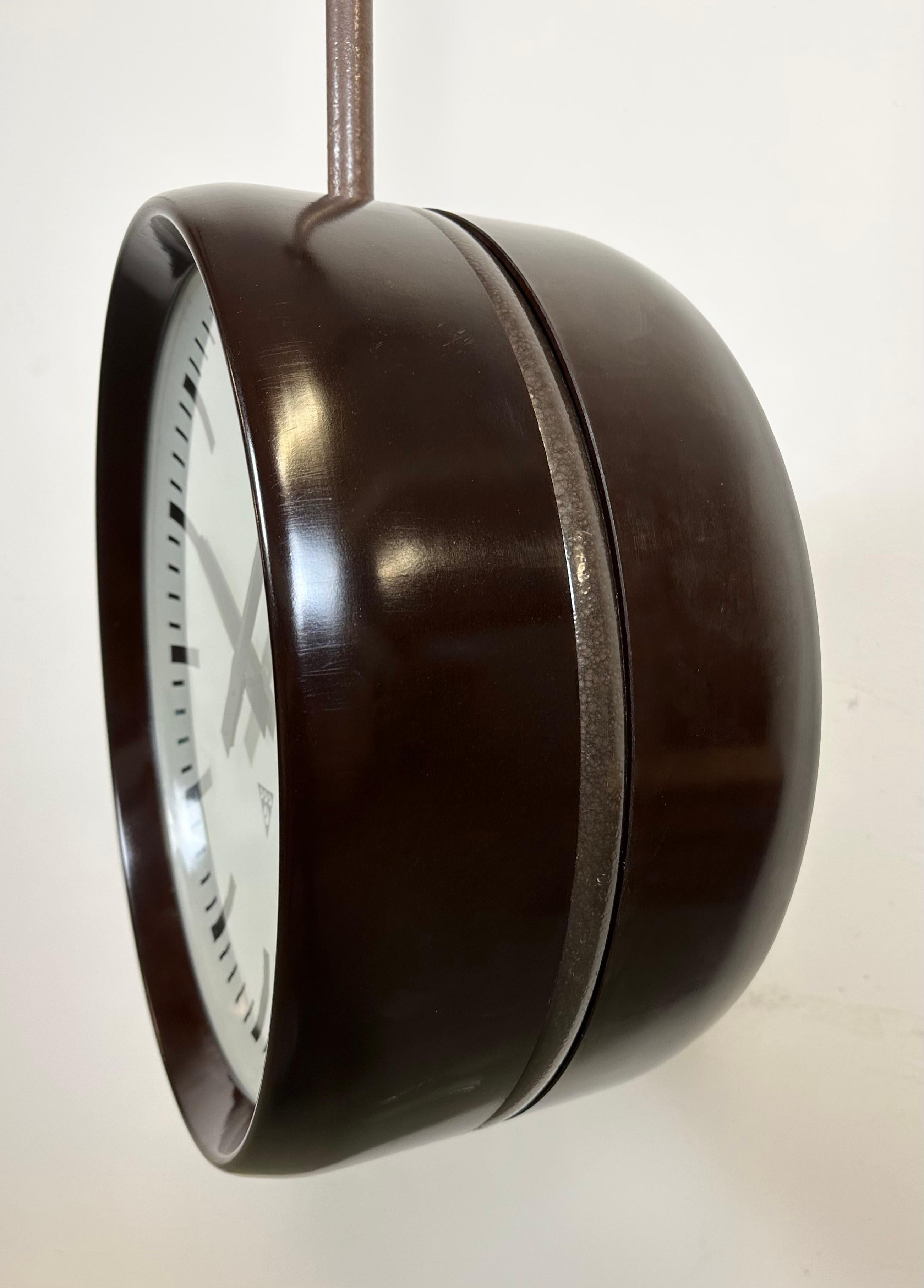 Large Industrial Bakelite Double Sided Factory Clock from Pragotron, 1950s 8