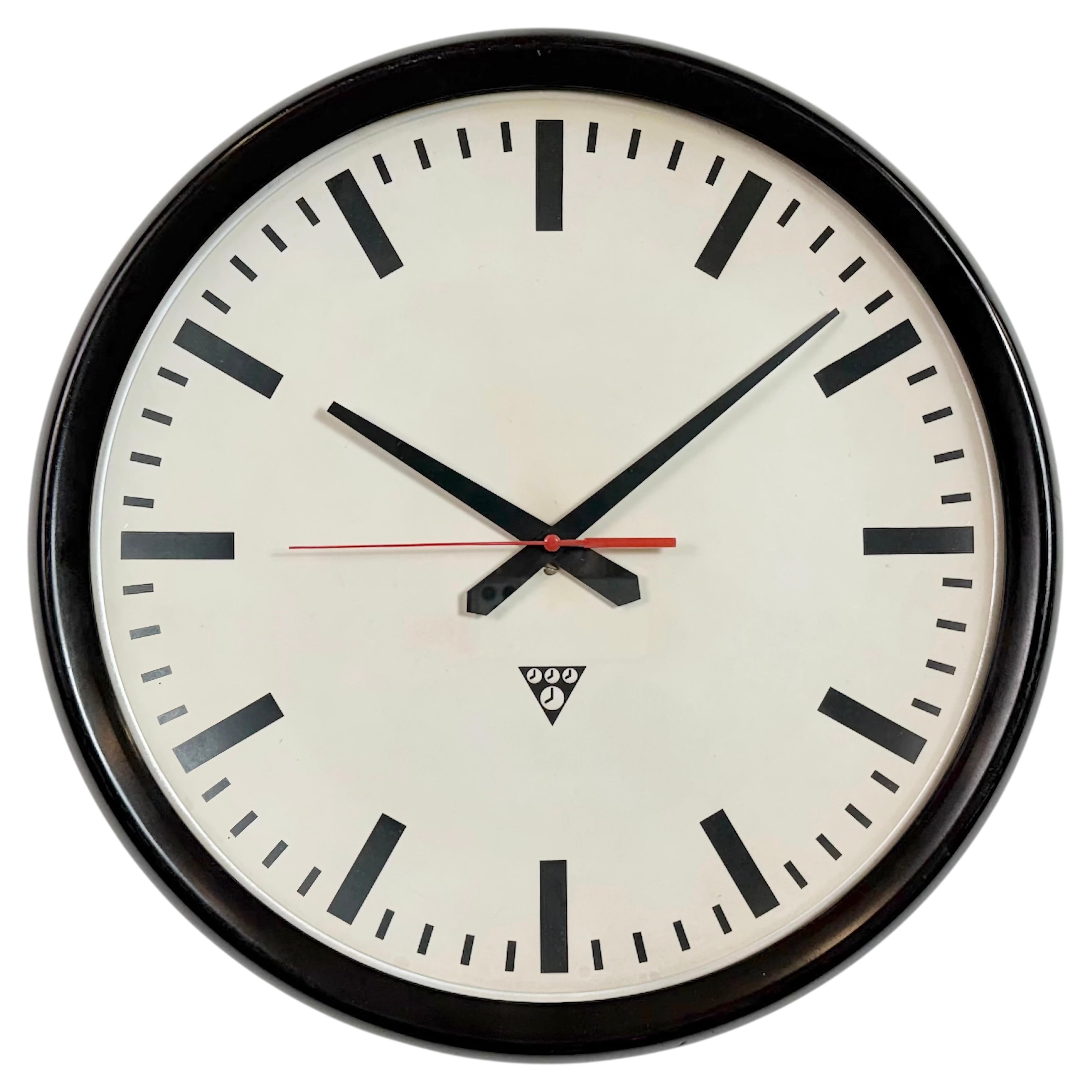 Large Industrial Bakelite Factory Wall Clock from Pragotron, 1950s