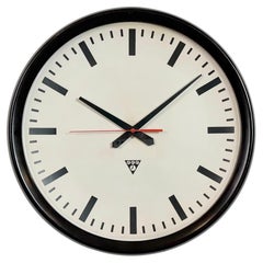 Large Industrial Bakelite Factory Wall Clock from Pragotron, 1950s