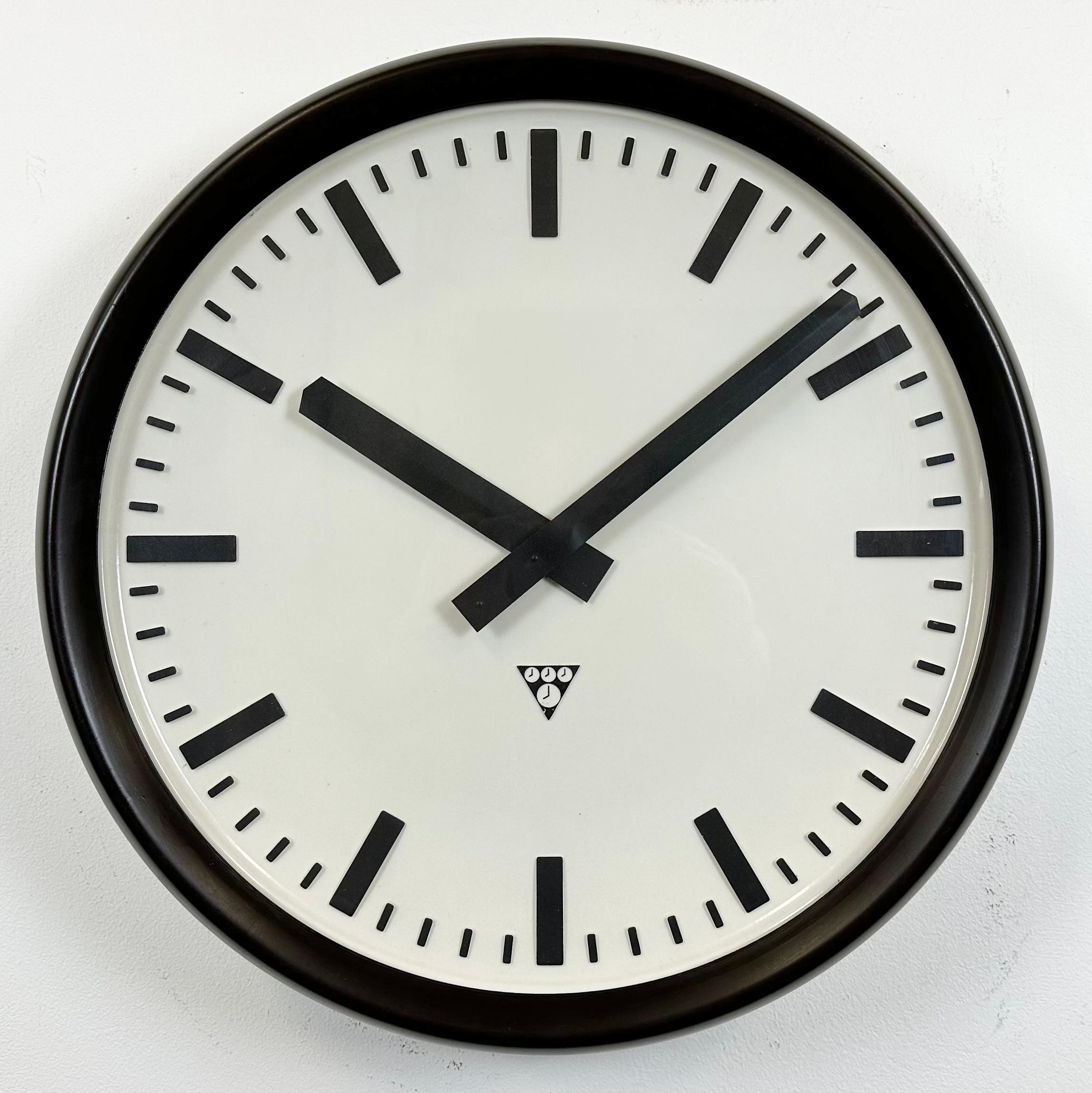 Czech Large Industrial Bakelite Factory Wall Clock from Pragotron, 1960s For Sale