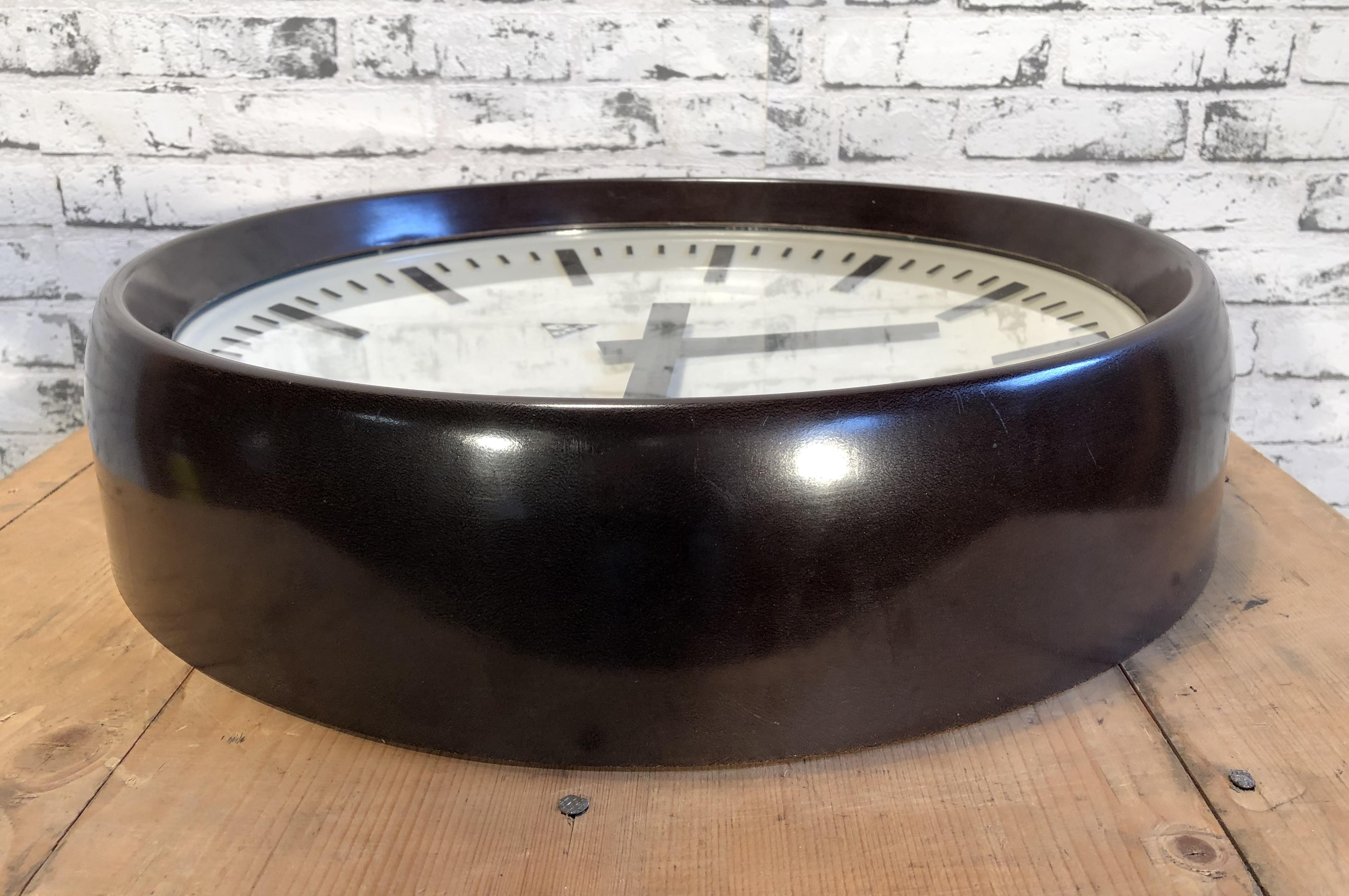 Mid-20th Century Large Industrial Bakelite Factory Wall Clock from Pragotron, 1960s