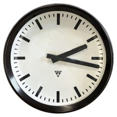 Vintage Large Industrial Bakelite Factory Wall Clock from Pragotron, 1960s