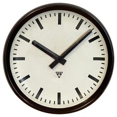 Large Industrial Bakelite Factory Wall Clock from Pragotron, 1960s