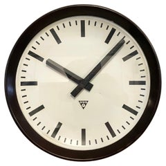 Used Large Industrial Bakelite Factory Wall Clock from Pragotron, 1960s