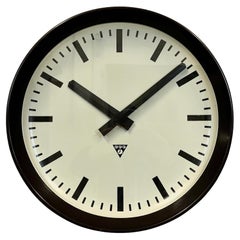 Vintage Large Industrial Bakelite Factory Wall Clock from Pragotron, 1960s