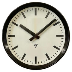 Large Industrial Bakelite Factory Wall Clock from Pragotron, 1960s