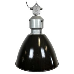 Large Industrial Black Enamel Pendant Lamp from Elektrosvit, 1960s