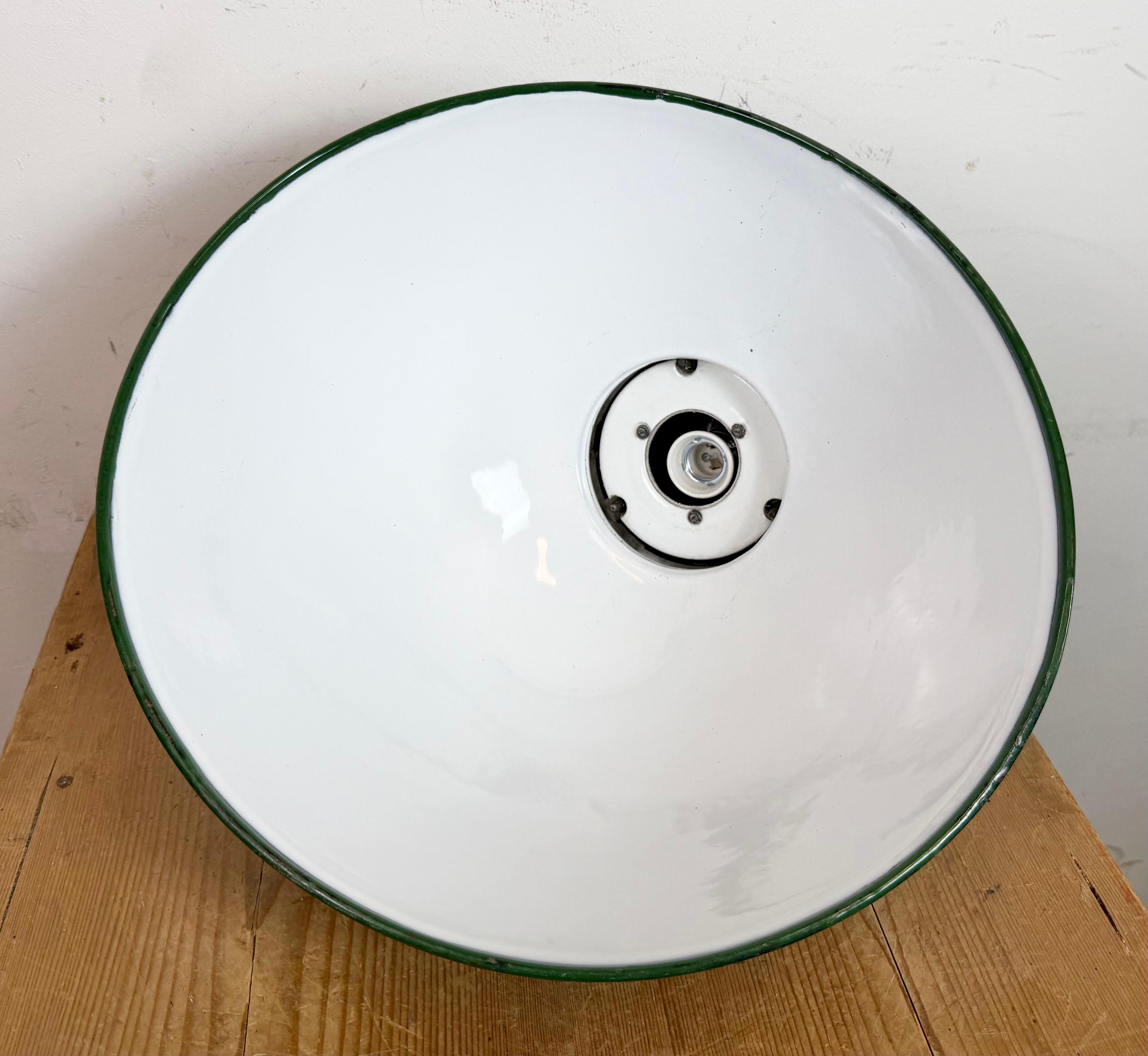 Large Industrial British Green Enamel Factory Pendant Lamp from Benjamin, 1960s For Sale 14