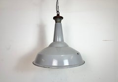 Große industrielle britische graue Emaille-Fabrik-Pendelleuchte aus Benjamin, 1960er Jahre