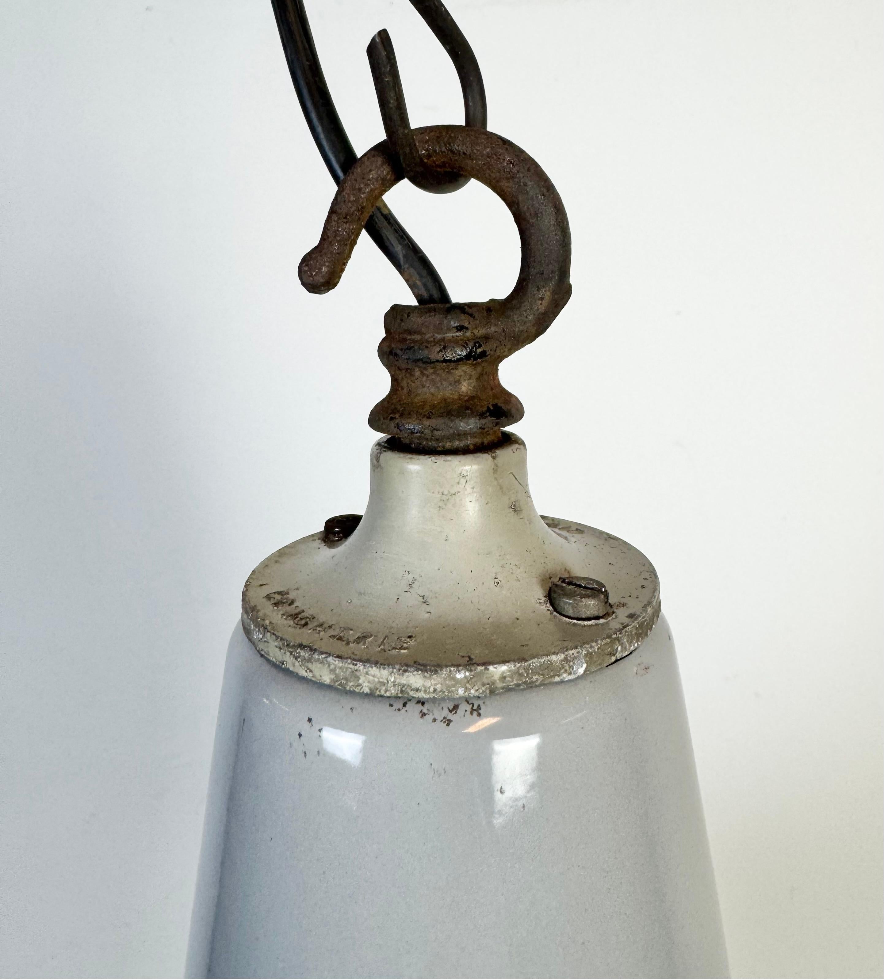 20th Century Large Industrial British Grey Enamel Factory Pendant Lamp from Benjamin, 1960s For Sale